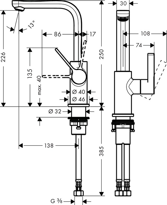 картинка 31161000 Смеситель для раковины, однорычажный, поворотный излив 120°, со сливным клапаном Push-Open от магазина Hansgrohe.SALE