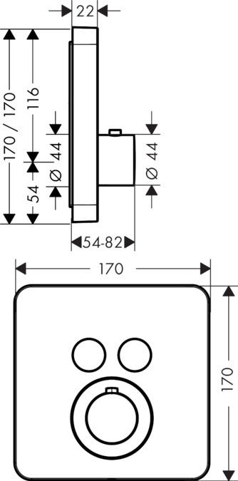 картинка 36707000 Термостат ShowerSelect S, для 2 потребителей, СМ от магазина Hansgrohe.SALE