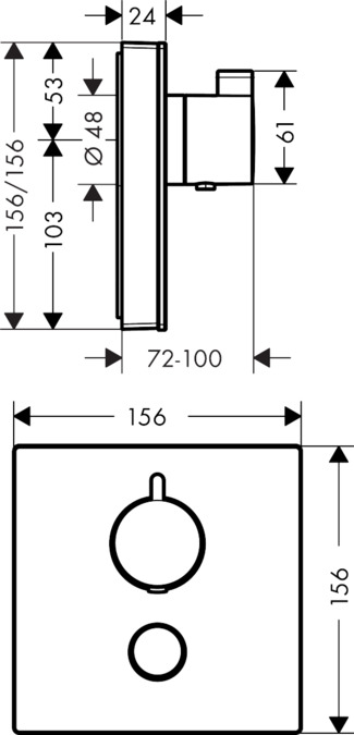 картинка 15735400 Термостат ShowerSelect Highflow с отдельным выводом для ручного душа, стеклянный, СМ от магазина Hansgrohe.SALE