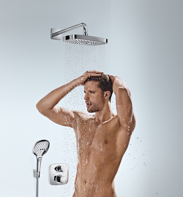 картинка 27385000 Верхний душ Raindance Select E 300 2jet, ½´, с держателем 390 мм от магазина Hansgrohe.SALE