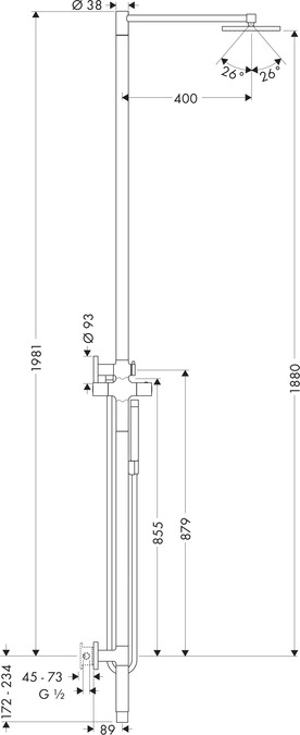 картинка 10912000 Душевая колонна с термостатом и верхним душем Ø 240 мм, ½’ от магазина Hansgrohe.SALE