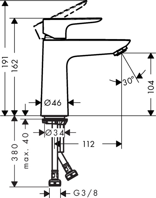 картинка 71711000 Смеситель для раковины 110, однорычажный, со сливным клапаном push-open от магазина Hansgrohe.SALE