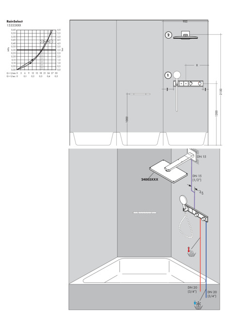 картинка 15355000 RainSelect с 2 кнопками, СМ от магазина Hansgrohe.SALE