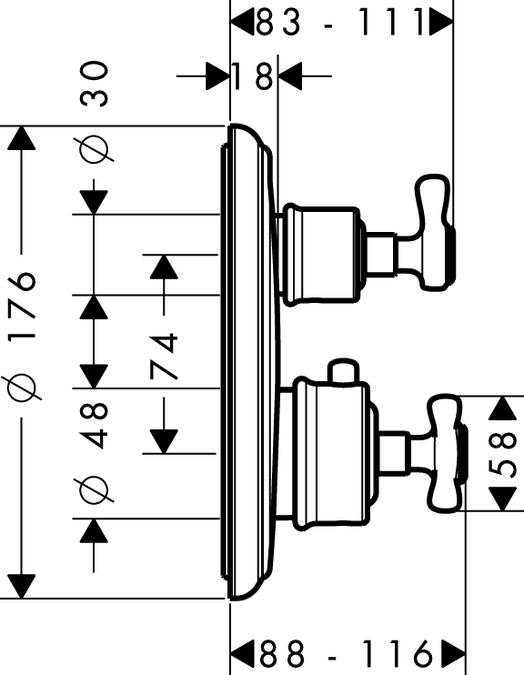 картинка 16800820 Термостат с запорным вентилем, СМ от магазина Hansgrohe.SALE