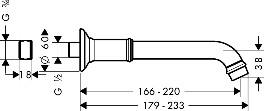 картинка 16541000 Излив на ванну, ½’ /  ¾’ от магазина Hansgrohe.SALE